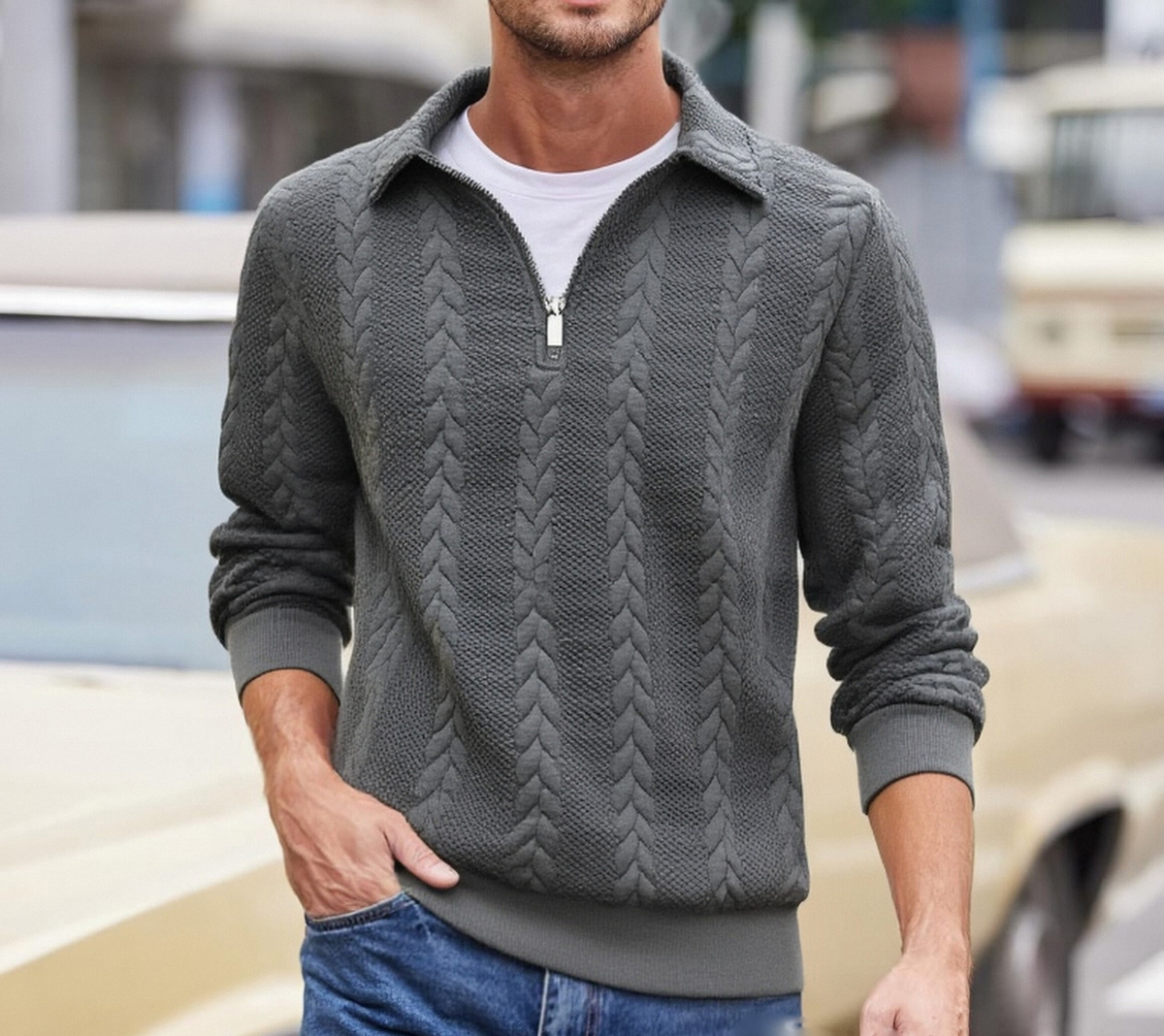 Men's Jumper | Zip Neck Knit