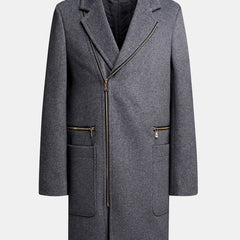 Men's Coat | Wool Blend Asymmetric Zip Longline
