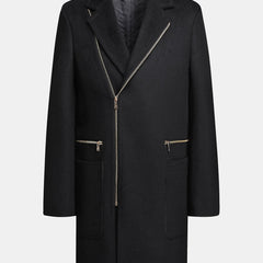 Men's Coat | Wool Blend Asymmetric Zip Longline