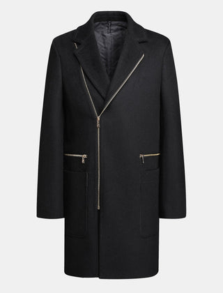 Men's Coat | Wool Blend Asymmetric Zip Longline