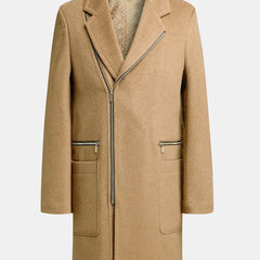 Men's Coat | Wool Blend Asymmetric Zip Longline