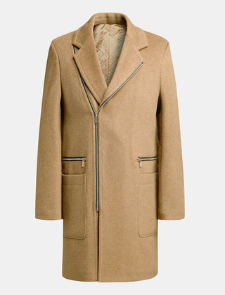 Men's Coat | Wool Blend Asymmetric Zip Longline