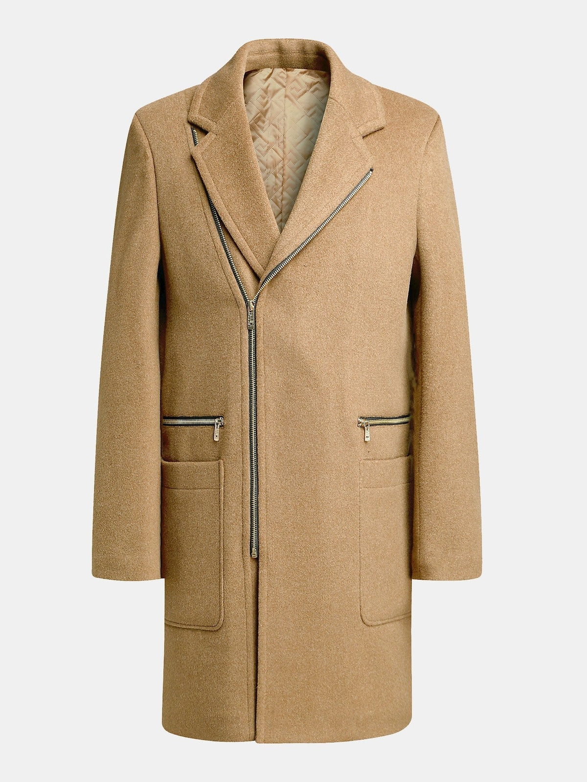 Men's Coat | Wool Blend Asymmetric Zip Longline