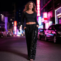 Women's Sequin Trousers | Straight Leg Party
