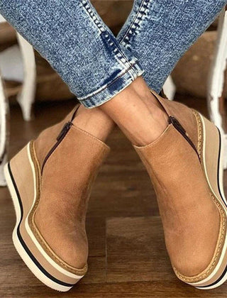 Boots For Women | Platform Ankle Side Zip Low Heel