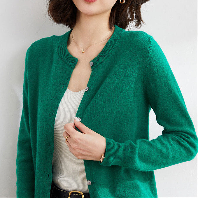 Women's Cardigan | Round Neck Ribbed Knit