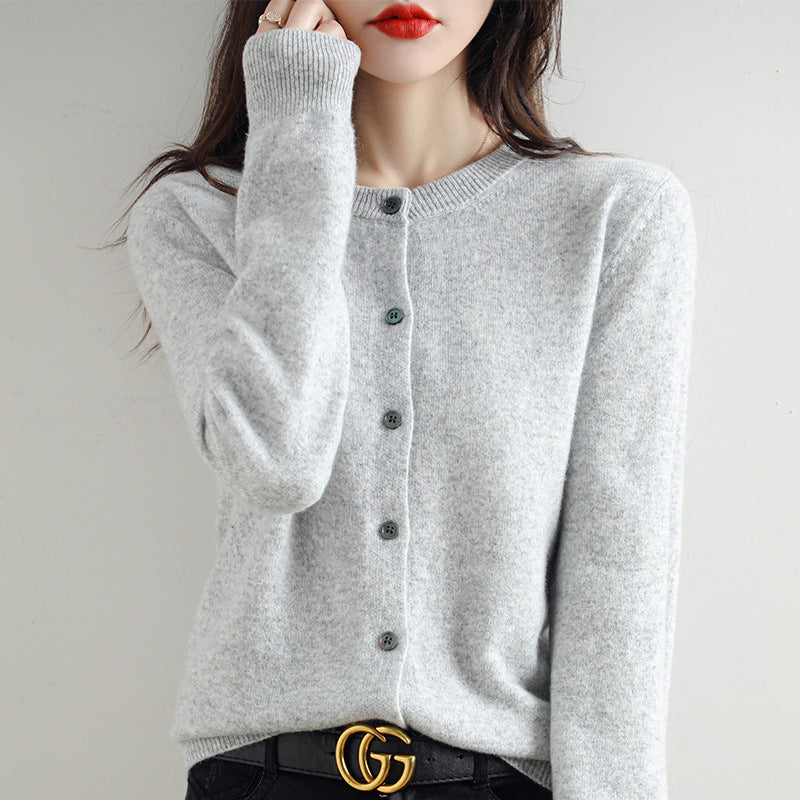 Women's Cardigan | Round Neck Ribbed Knit