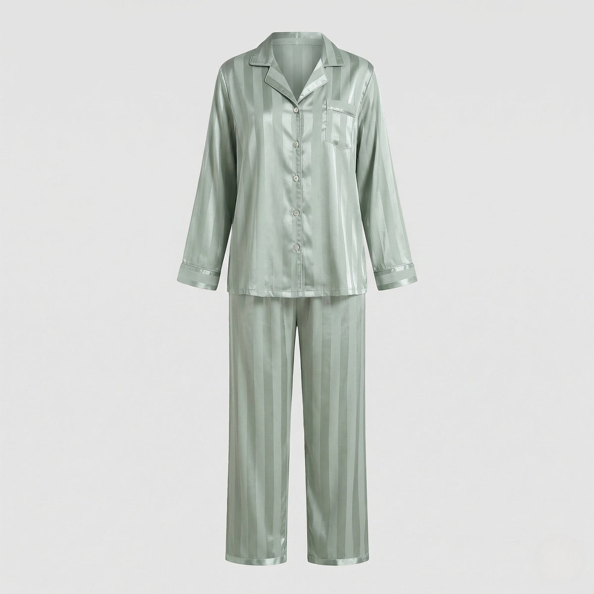 Women's Pyjama Set | Satin Button Front Long Sleeve