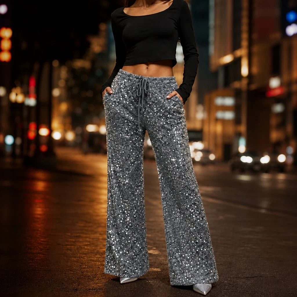 Women's Sequin Trousers | Straight Leg Party
