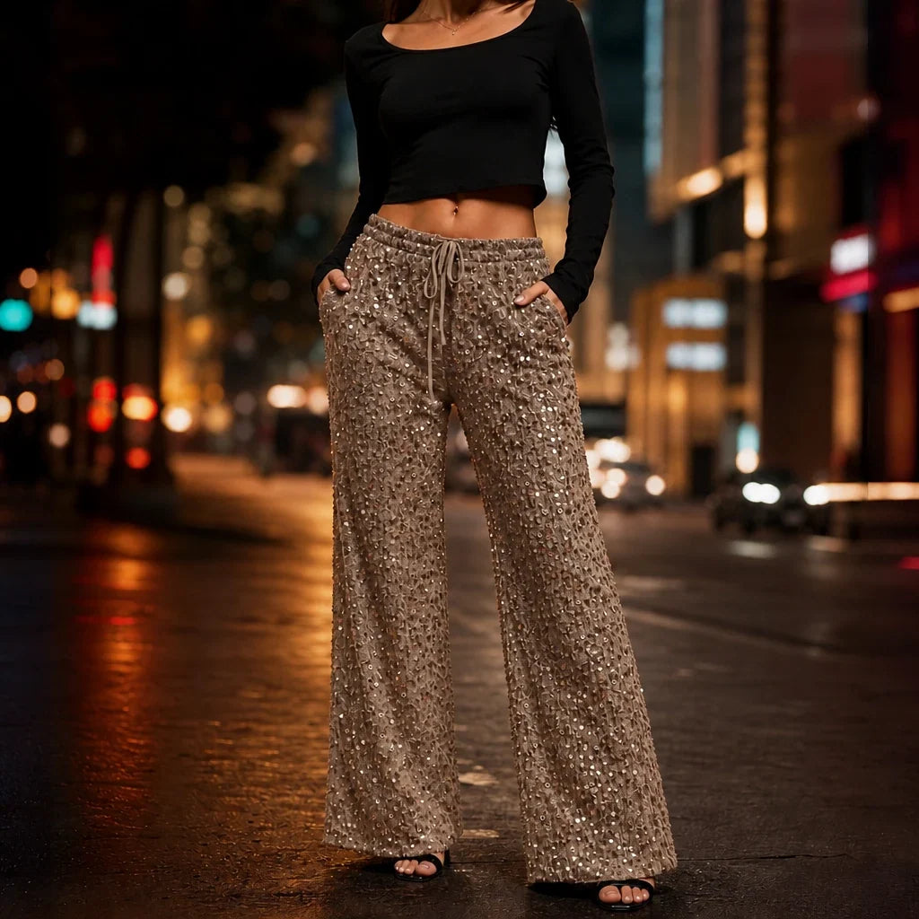 Women's Sequin Trousers | Straight Leg Party