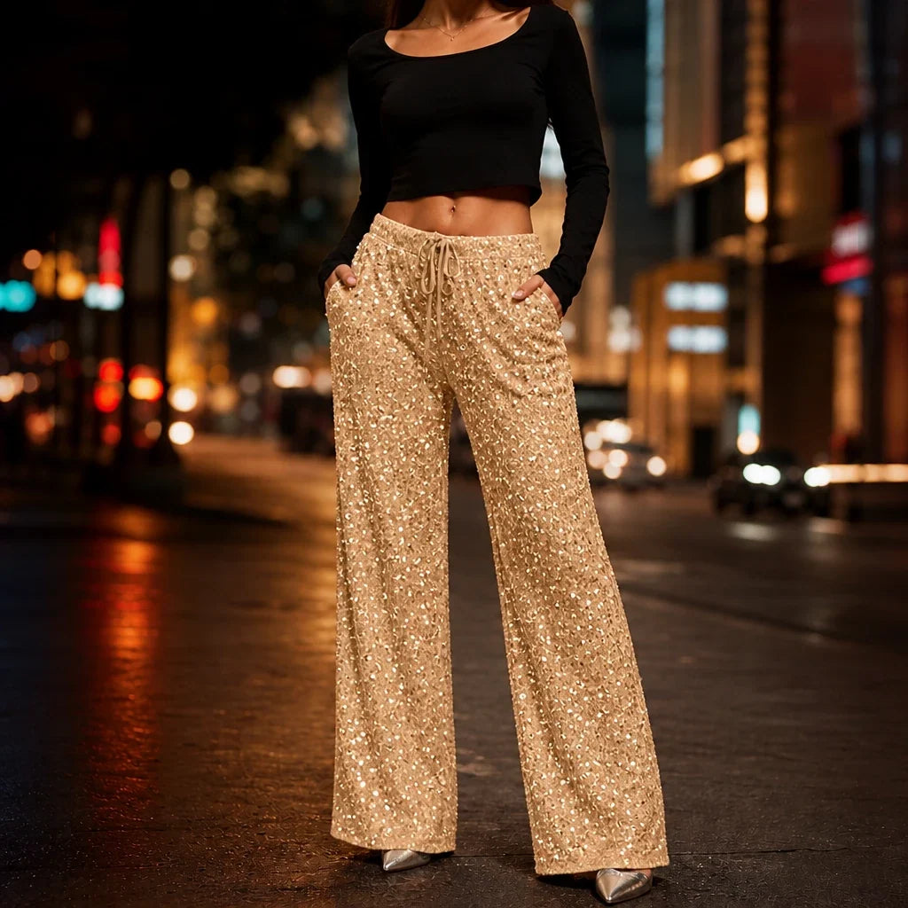 Women's Sequin Trousers | Straight Leg Party