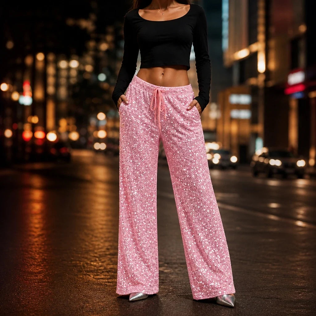 Women's Sequin Trousers | Straight Leg Party