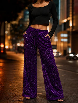Women's Sequin Trousers | Straight Leg Party