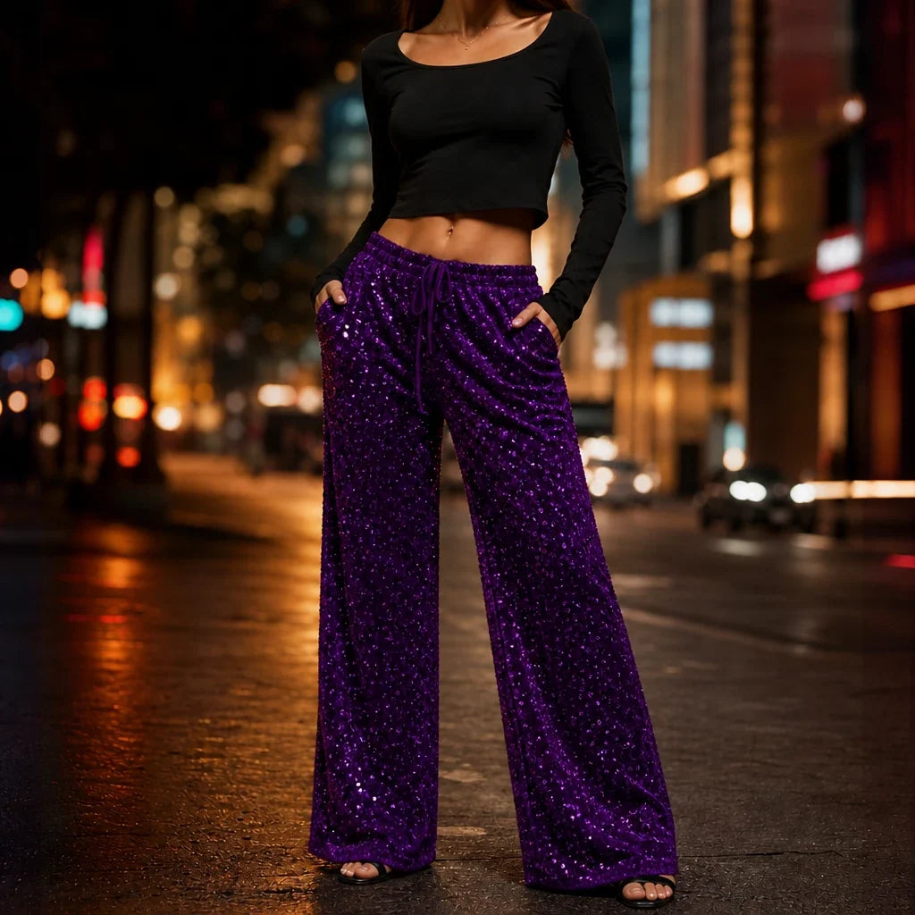 Women's Sequin Trousers | Straight Leg Party