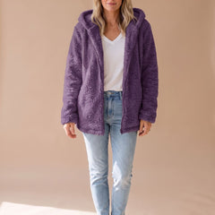 Women's Teddy Coat | Fuzzy Hooded Zip Front