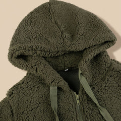 Women's Teddy Coat | Fuzzy Hooded Zip Front