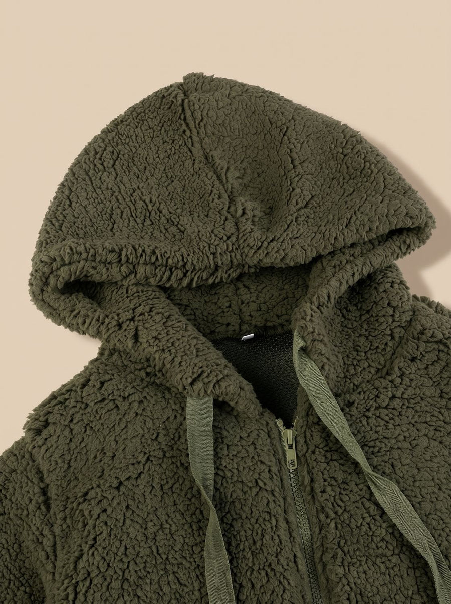 Women's Teddy Coat | Fuzzy Hooded Zip Front