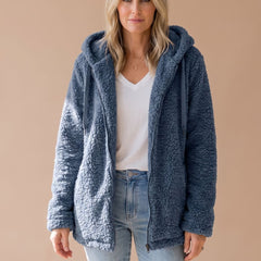 Women's Teddy Coat | Fuzzy Hooded Zip Front